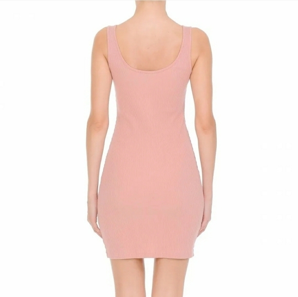 Ambiance Casual Tank Dress Stretch Ribbed Cotton Knit Sleeveless Mini Pink sz M - Picture 2 of 12